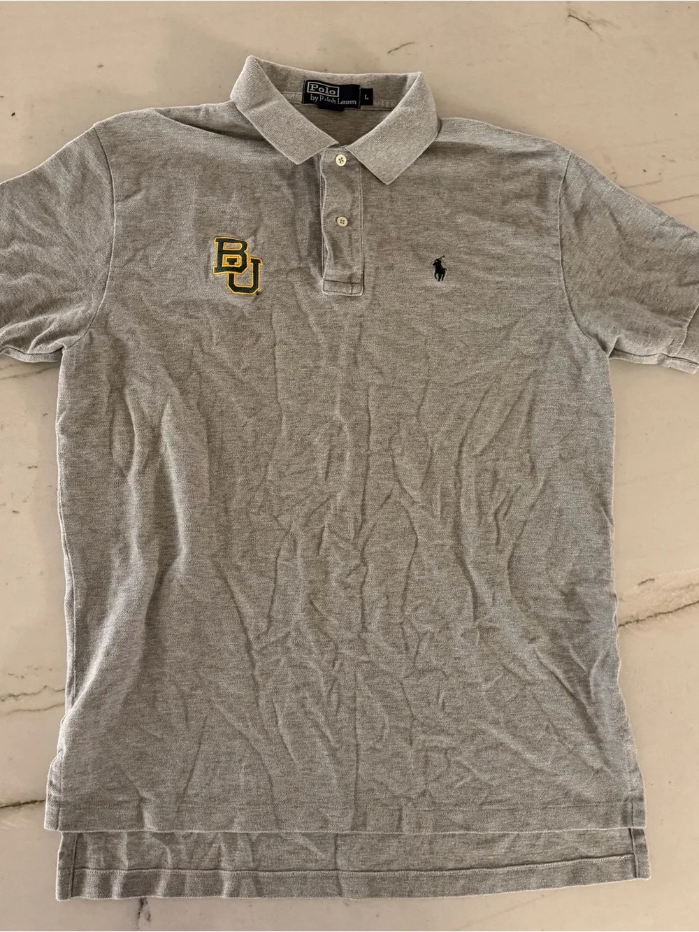 Baylor Bears Polo Ralph Lauren Short Sleeve Gray Size Large Men’s